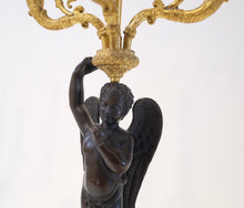 Load image into Gallery viewer, Pair of French Empire Gilt Bronze Cherub Candelabras
