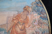 Load image into Gallery viewer, 18th Century Shepherdess Silk Embroidery Georgian Era With Églomisé Frame
