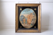 Load image into Gallery viewer, 18th Century Shepherdess Silk Embroidery Georgian Era With Églomisé Frame

