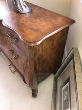 Load image into Gallery viewer, Baker &quot;Collectors Edition&quot; Figured Walnut Bombe Three-Drawer Chest
