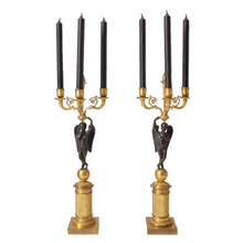 Load image into Gallery viewer, Pair of French Empire Gilt Bronze Cherub Candelabras
