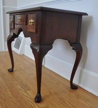 Load image into Gallery viewer, Councill Queen Anne Inlaid Banded Flame Mahogany Lowboy
